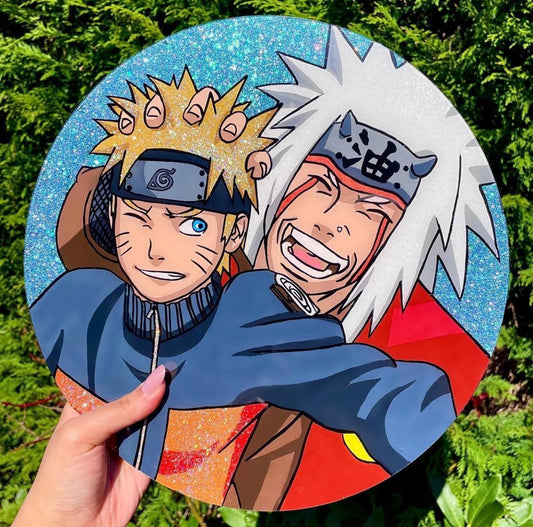 Naruto and Jiraya Glass Painting